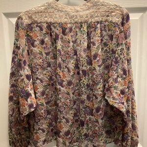Anthropology Ranna Gill Sheer Long Sleeve Boho Blouse Size Medium
